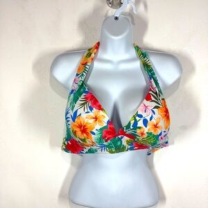 Time and Tru Floral Halter Bikini Top - Multicolor